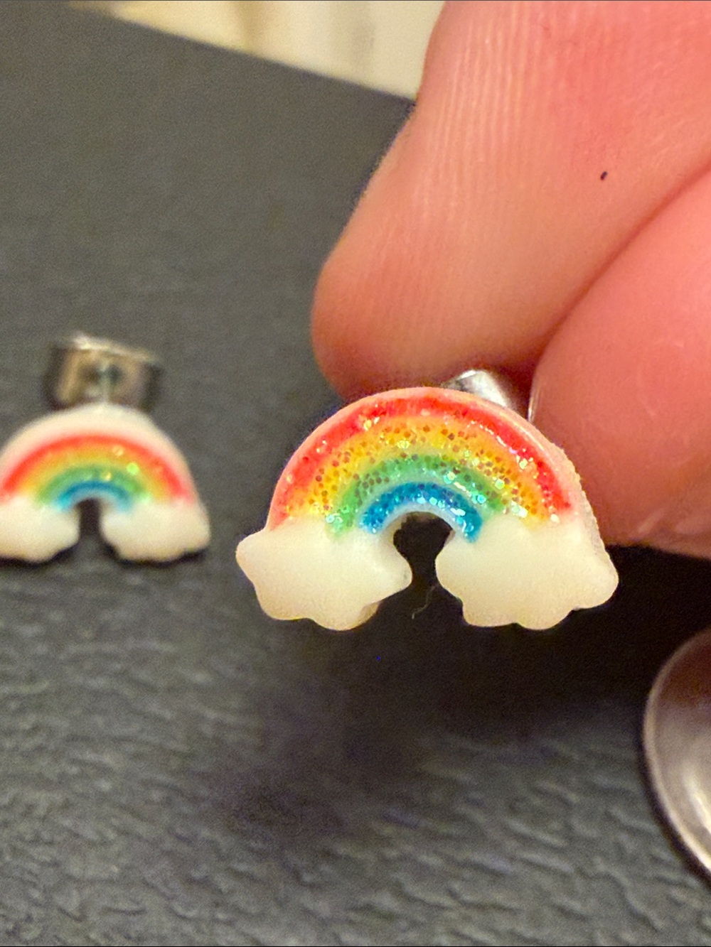 Rainbows in a cloud sparkle stud earrings